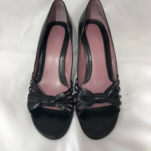 GUESS BY MARCIANO BLACK HEELS WITH BOW TOP SIZE 7M - Picture 1 of 3